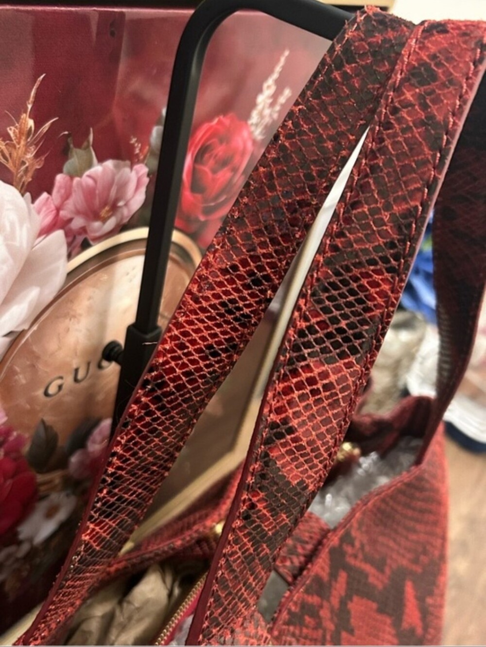 Michael Kors Red Snakeskin-Print Shoulder Bag - Picture 8 of 16